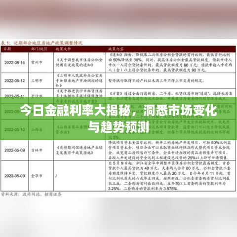 今日金融利率大揭秘，洞悉市场变化与趋势预测