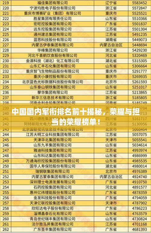 中国国内军衔排名前十揭秘，荣耀与担当的荣耀榜单！