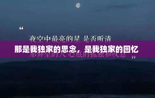 那是我独家的思念，是我独家的回忆 