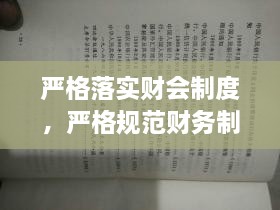 严格落实财会制度，严格规范财务制度 