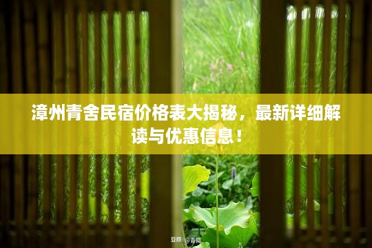 漳州青舍民宿价格表大揭秘，最新详细解读与优惠信息！
