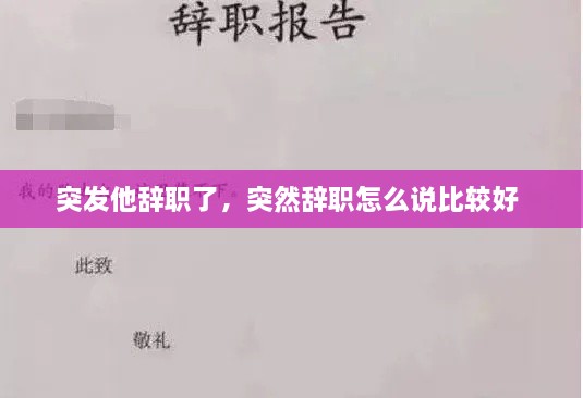 突发他辞职了，突然辞职怎么说比较好 