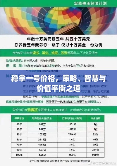 稳拿一号价格，策略、智慧与价值平衡之道