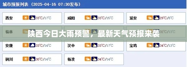陕西今日大雨预警，最新天气预报来袭